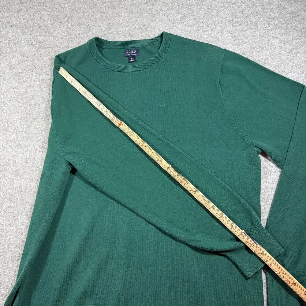 J. Crew Sweater Mens XL Green Crew Neck Cotton Knit Pullover Preppy Casual